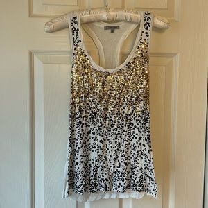 Charlotte Russe Sparkle Sequin Leopard Print Tank Top